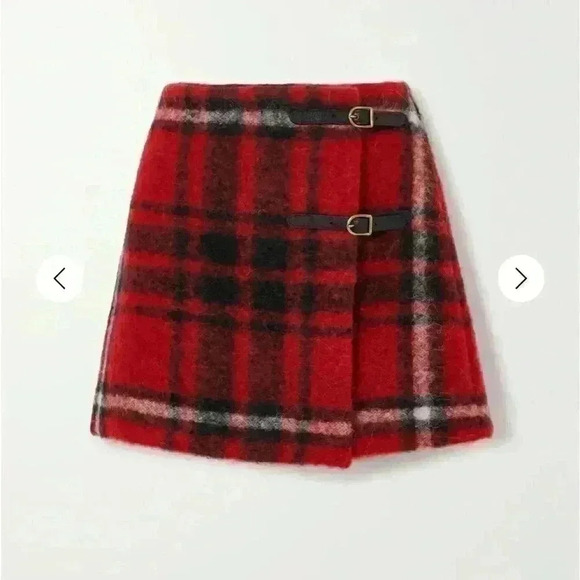 NWT POLO RALPH LAUREN
Buckled checked brush felt mini wrap skirt wool alpaca ble - Picture 9 of 9
